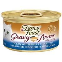 Purina Fancy Feast Gravy Lovers Ocean Whitefish & Tuna Feast in Sauteed Seafood Flavor Gravy Wet Cat Food, 3 oz., Case of 24